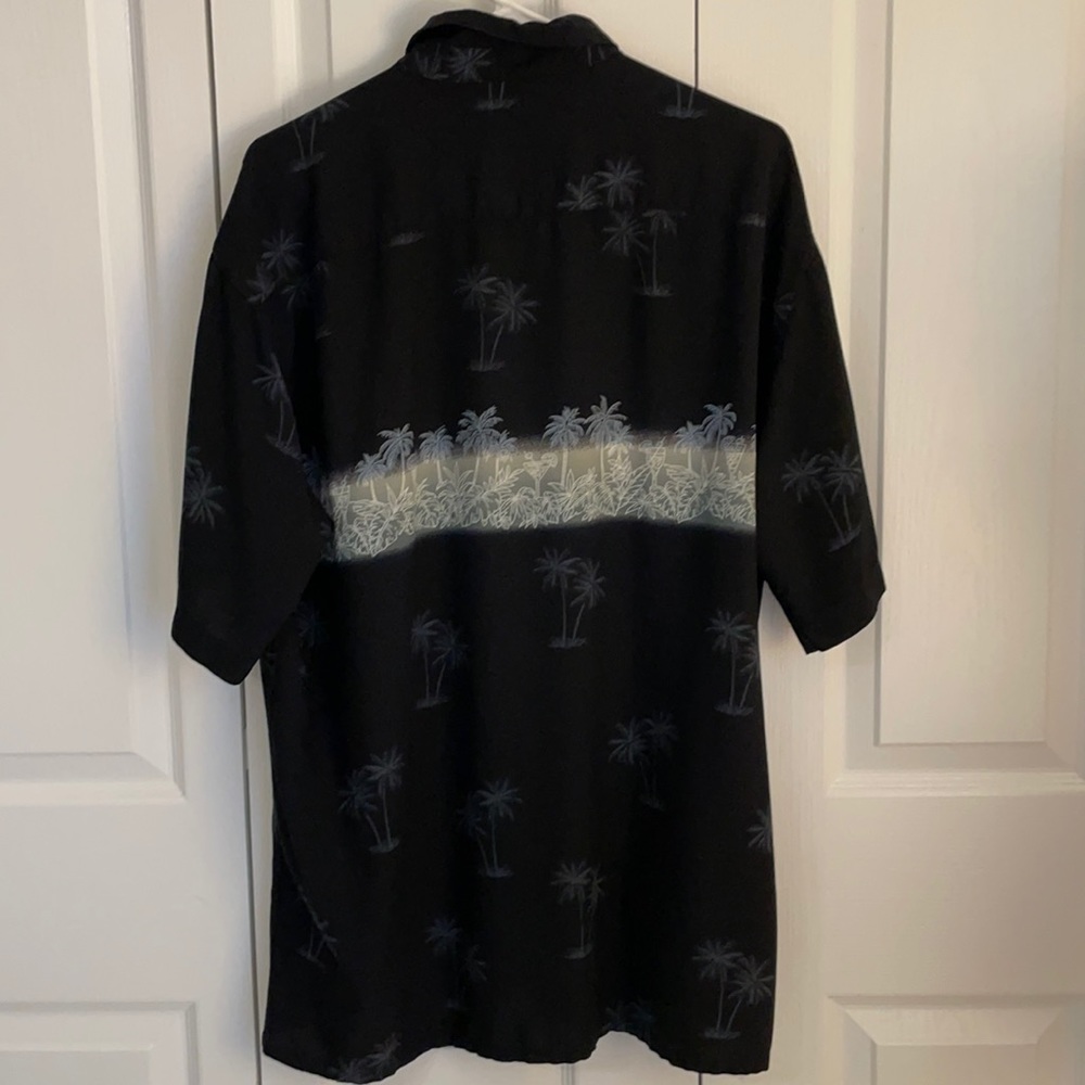 Windham Pointe Men’s SZ L Tropical Button Down Short Sleeve Shirt Black/ White - Picture 2 of 11